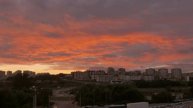 time lapse. Beautiful sunset over the city.