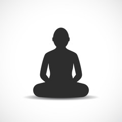 Meditating buddhist profile vector icon