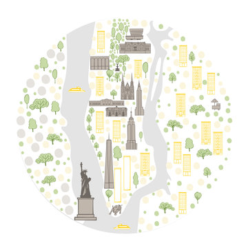Map of New York city. Vector illustration.