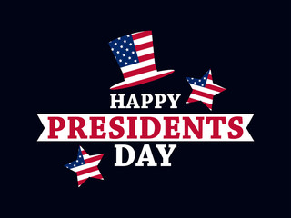 Happy Presidents Day. Festive illustration for greeting card and poster. Usa flag. Typography design. Vector