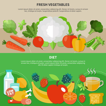 Healthy Eating Flat Composition Set