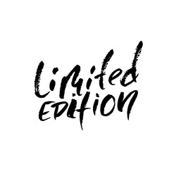 Limited edition. Ink handwritten lettering. Modern dry brush calligraphy. Typography poster design. Vector illustration.