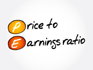 PE - Price to Earnings ratio acronym, business concept background