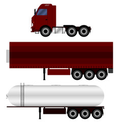 Truck with trailer transporting liquid