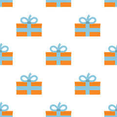 Seamless pattern with gift boxes on white background. Vector illustration

