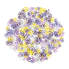 Vector Confetti Background Pattern. Element of design. Color spirals on a black background
