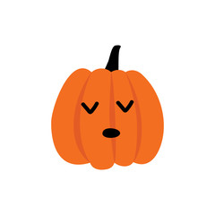 Sleep Halloween pumpkins greeting card. Vector hand drawn isolated character illustration. Doodles style. Flat icon.