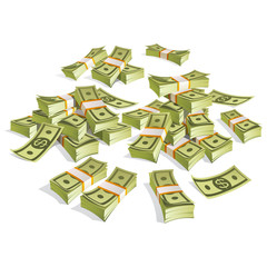 Set of money. Packing in bundles of bank notes. Isolated on white background.