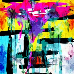 Gardinen geometrisches abstraktes Farbmuster im Graffiti-Stil. Hochwertige Vektorgrafik für Ihr Design © VECTOR CORPORATION