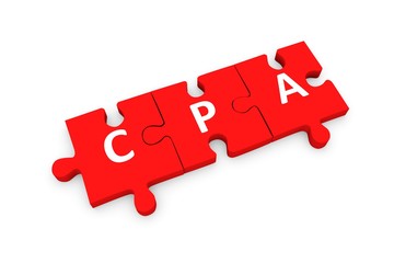 CPA puzzle conceptual white background 3d illustration