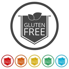 Gluten free icon, No gluten / gluten free food label, 6 Colors Included 