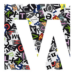 Vector geometric initial letter W on confused alphabet