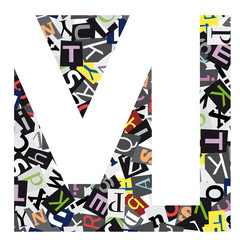 Vector geometric initial letter M on confused alphabet