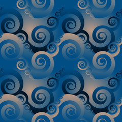 spiral waves seamless tile in blue shades