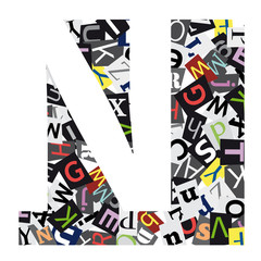 Vector geometric initial letter N on confused alphabet