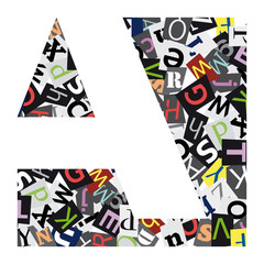 Vector geometric initial letter A on confused alphabet
