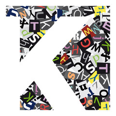 Vector geometric initial letter K on confused alphabet