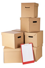 Cardboard boxes on white background