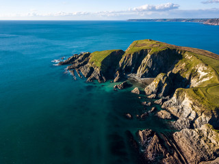 An aerial view of Bigbury On Sea in Devon, UK