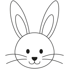 Line art black and white rabbit bunny face icon poster.