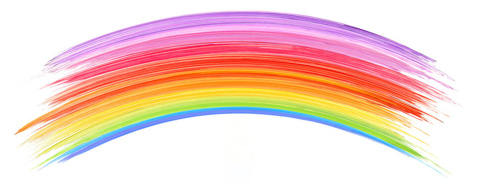 Brush stroke as rainbow isolated on white background. Highly detailed texture & resolution.