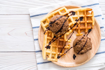 chocolate ice-cream with waffle