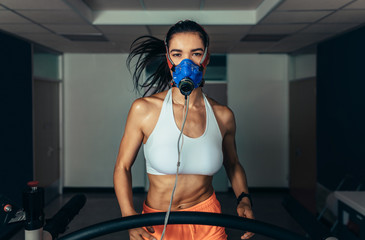 Sportswoman monitoring her fitness performance