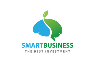 Fototapeta premium grown green smart brain vector logo design