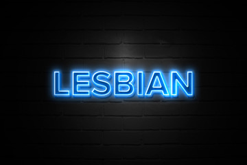 Obraz premium Lesbian neon Sign on brickwall