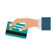 Hand with credit card icon vector illustration graphic design
