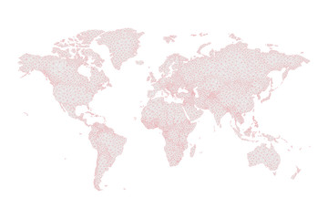 Fototapeta na wymiar Low Poly World Map on grey and red