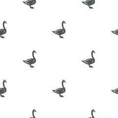 Swan pattern. Seamless background illustration with wild animal symbols, elements. Monochrome silhouette design. Stock vector seamless pattern isolated on white