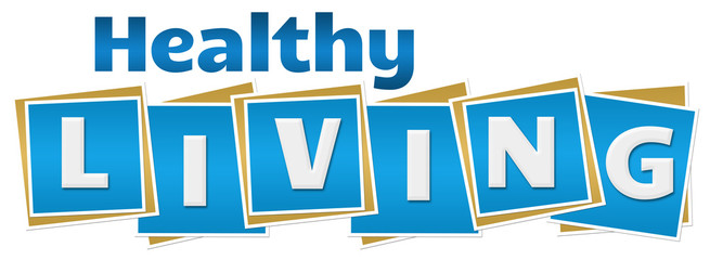 Healthy Living Blue Blocks Text 