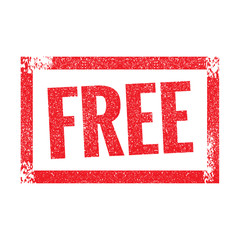 Free grunge retro red isolated stamp on white background