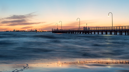 Fototapeta na wymiar Sunset at the Lagoon Pier in Melbourne.