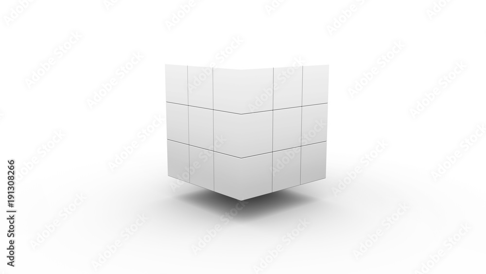 Poster abstract futuristic background with a cube on a white background.3d render