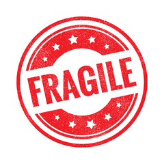 Fragile grunge retro red isolated stamp on white background