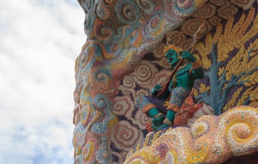 Naklejka premium Statue of a beautiful angel in Thai temple.