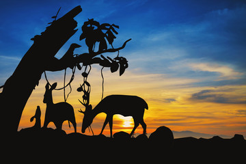 sunset deer silhouette