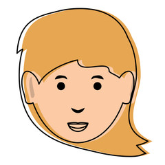 cartoon woman face icon