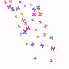 Spring Background with Colorful Butterflies. Simple Feminine Pattern for Card, Invitation, Print. Trendy Decoration with Beautiful Butterfly Silhouettes. Vector Background with Moth