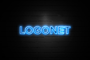 Obraz premium Logonet neon Sign on brickwall