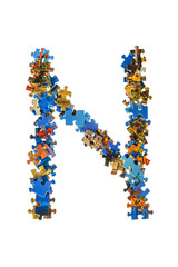 Letter N made of puzzle pieces