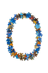 Letter O made of puzzle pieces