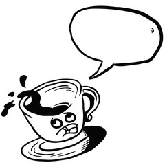 afraid coffee cup spill bubble black