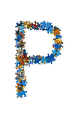 Letter P made of puzzle pieces