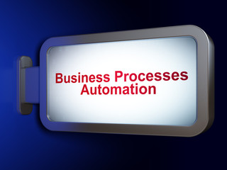Business concept: Business Processes Automation on advertising billboard background, 3D rendering