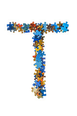 Letter T made of puzzle pieces