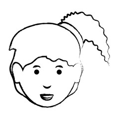 cartoon woman face icon