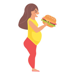 Fat woman with hamburger